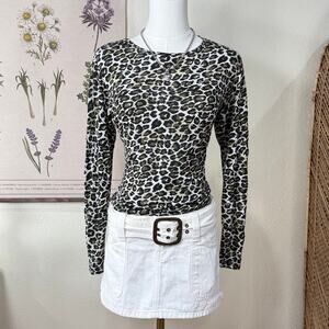 Vintage 90s Y2k Silk Leopard Mesh Top Sexy Trashy Indie Sleaze McBling Gyaru S M